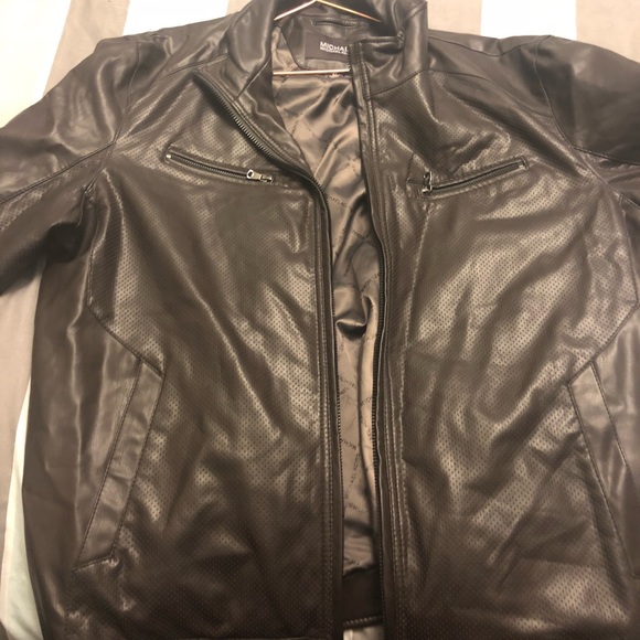 Mk mens leather jacket Clearance